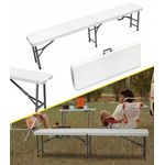 Casa si Gradina - Gradina si terasa - Mobilier exterior - Seturi mobila gradina - Banca pliabila pentru evenimente si catering, 183x28x43 cm, din HDPE si otel, alb - Infinity.ro