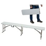 Casa si Gradina - Gradina si terasa - Mobilier exterior - Seturi mobila gradina - Banca pliabila pentru evenimente si catering, 183x28x43 cm, din HDPE si otel, alb - Infinity.ro