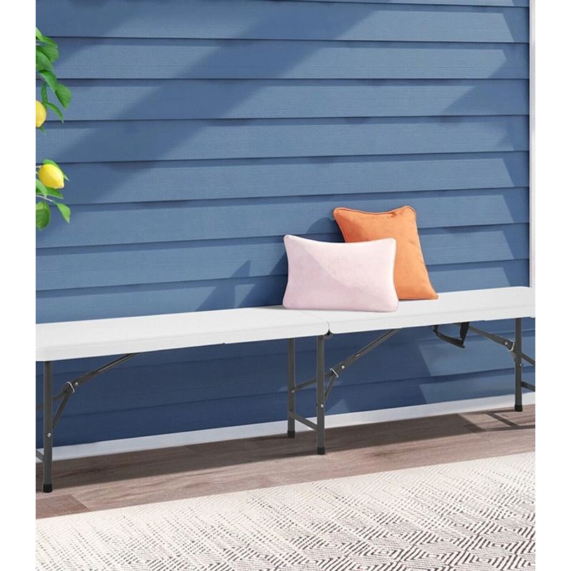 Casa si Gradina - Gradina si terasa - Mobilier exterior - Seturi mobila gradina - Banca pliabila pentru evenimente si catering, 183x28x43 cm, din HDPE si otel, alb - Infinity.ro