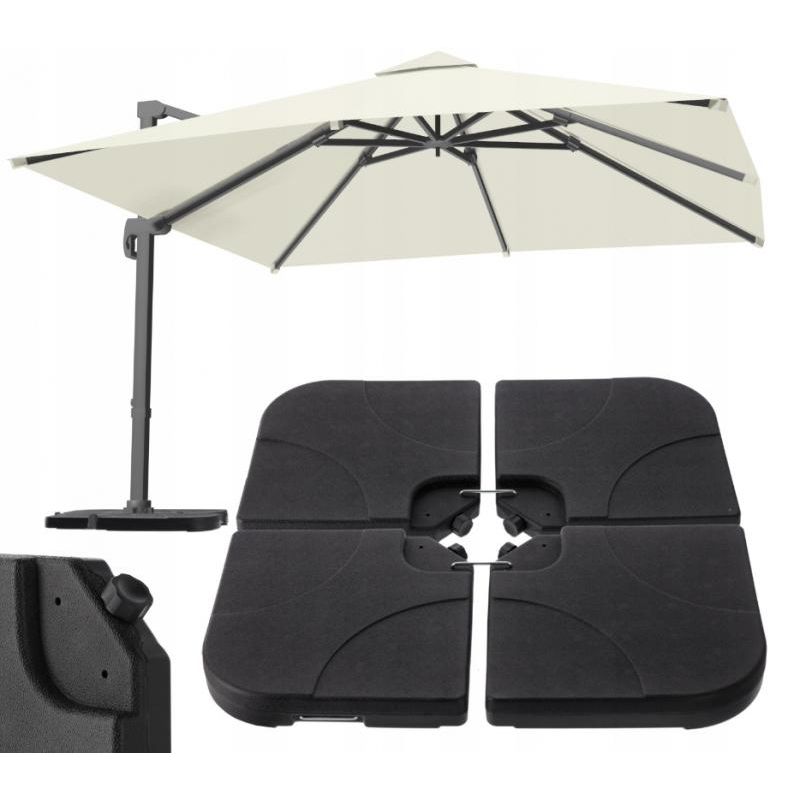 Casa si Gradina - Gradina si terasa - Umbrele si pavilioane - Umbrele - Suport baza umbrela 50x50x8 cm, set 4 elemente umplere cu apa sau nisip, manere metalice, plastic rezistent, negru - Infinity.ro