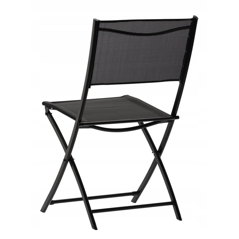 Casa si Gradina - Gradina si terasa - Mobilier exterior - Seturi mobila gradina - Set mobilier balcon pliabil cu masa sticla si 2 scaune, structura metalica, 60x70 cm, negru - Infinity.ro