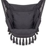 Casa si Gradina - Gradina si terasa - Balansoare si hamace - Balansoare - Hamac tip leagan suspendat pentru casa sau gradina HM45, gri inchis cu perne, 130x100cm, 150kg - Infinity.ro