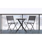 Casa si Gradina - Gradina si terasa - Mobilier exterior - Seturi mobila gradina - Set mobilier balcon pliabil cu masa sticla si 2 scaune, structura metalica, 60x70 cm, negru - Infinity.ro