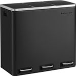 Casa si Gradina - Mobilier - Organizare si depozitare - Cosuri de gunoi - Cos de gunoi din inox cu 3 compartimente colectare selectiva, cu galeti interioare, 3x18litri, negru - Infinity.ro