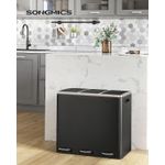 Casa si Gradina - Mobilier - Organizare si depozitare - Cosuri de gunoi - Cos de gunoi din inox cu 3 compartimente colectare selectiva, cu galeti interioare, 3x18litri, negru - Infinity.ro