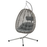Casa si Gradina - Gradina si terasa - Balansoare si hamace - Balansoare - Leagan tip cuib suspendat, cu perna, cadru metalic si cos PE, 103x95x185 cm, gri - Infinity.ro