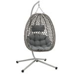 Casa si Gradina - Gradina si terasa - Balansoare si hamace - Balansoare - Leagan tip cuib suspendat, cu perna, cadru metalic si cos PE, 103x95x185 cm, gri - Infinity.ro