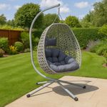Casa si Gradina - Gradina si terasa - Balansoare si hamace - Balansoare - Leagan tip cuib suspendat, cu perna, cadru metalic si cos PE, 103x95x185 cm, gri - Infinity.ro