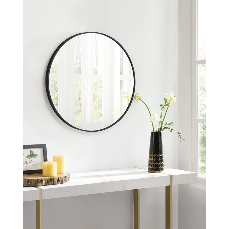Casa si Gradina - Mobilier - Mobilier baie - Oglinzi baie - Oglinda de perete SONGMICS, oglinda rotunda, oglinda de baie, diametru 61 cm, cadru metalic - Infinity.ro