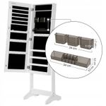 Ingrijire personala si Cosmetice - Machiaj - Oglinzi cosmetice - Oglinda de podea cu suport, design fara rama, cu spatiu de depozitare, 41x37x152cm, alb - Infinity.ro