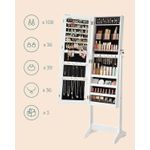 Ingrijire personala si Cosmetice - Machiaj - Oglinzi cosmetice - Oglinda de podea cu suport, design fara rama, cu spatiu de depozitare, 41x37x152cm, alb - Infinity.ro