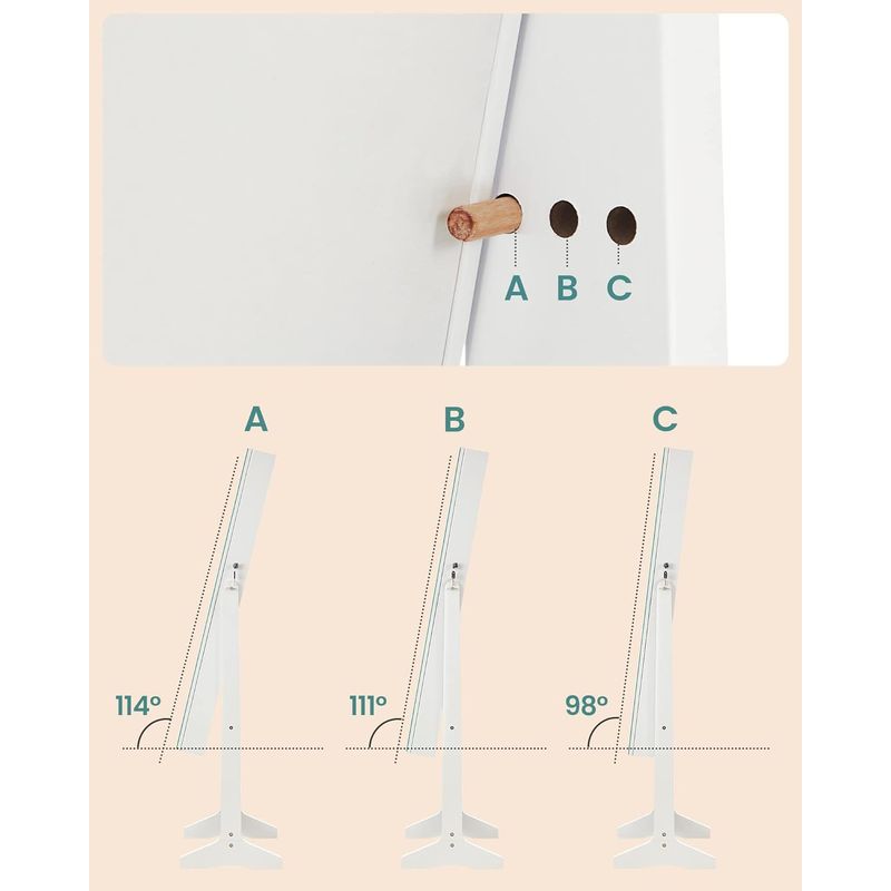 Ingrijire personala si Cosmetice - Machiaj - Oglinzi cosmetice - Oglinda de podea cu suport, design fara rama, cu spatiu de depozitare, 41x37x152cm, alb - Infinity.ro