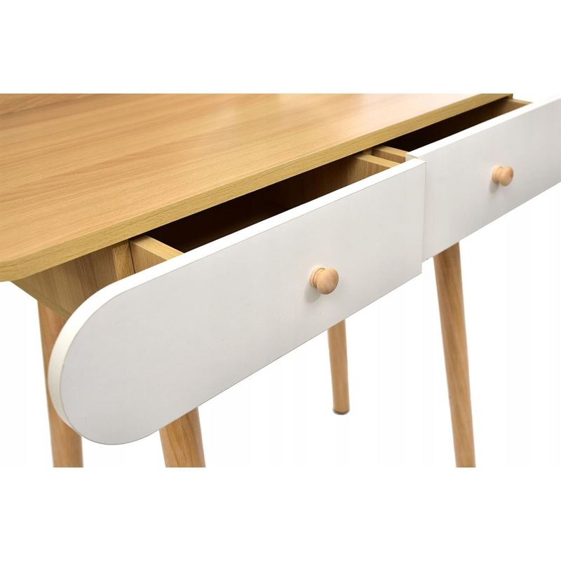 Casa si Gradina - Mobilier - Comode si corpuri - Masute de toaleta - Masa de toaleta si machiaj Ravena, alb fag, cu 2 sertare, oglinda, 80x40x122 cm - Infinity.ro