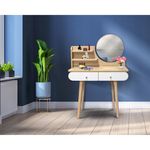 Casa si Gradina - Mobilier - Comode si corpuri - Masute de toaleta - Masa de toaleta si machiaj Ravena, alb fag, cu 2 sertare, oglinda, 80x40x122 cm - Infinity.ro