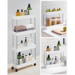 Casa si Gradina - Mobilier - Mobilier baie - Corpuri baie - Carucior de depozitare pe roti, pentru bucatarie sau baie, din plastic, cu 4 nivele, 40x13x88cm, alb - Infinity.ro