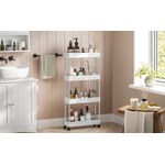 Casa si Gradina - Mobilier - Mobilier baie - Corpuri baie - Carucior de depozitare pe roti, pentru bucatarie sau baie, din plastic, cu 4 nivele, 40x13x88cm, alb - Infinity.ro