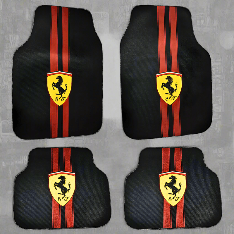 Auto si Moto - Intretinere auto - Covorase auto - Covorase auto universale DECOMAT – set 4 bucati lavabile, antiderapante, cu imprimeu sport „Scuderia Style” - Infinity.ro