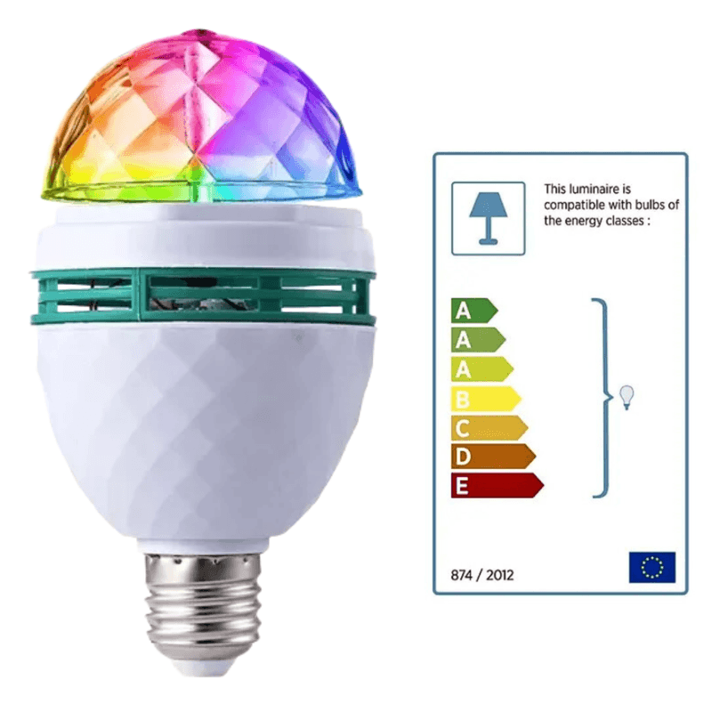 Casa si Gradina - Corpuri si surse de iluminat - Becuri si tuburi neon - Becuri - Lumina Magica de Craciun – Efecte RGB Rotative, 3W, Soclu E27 - Infinity.ro