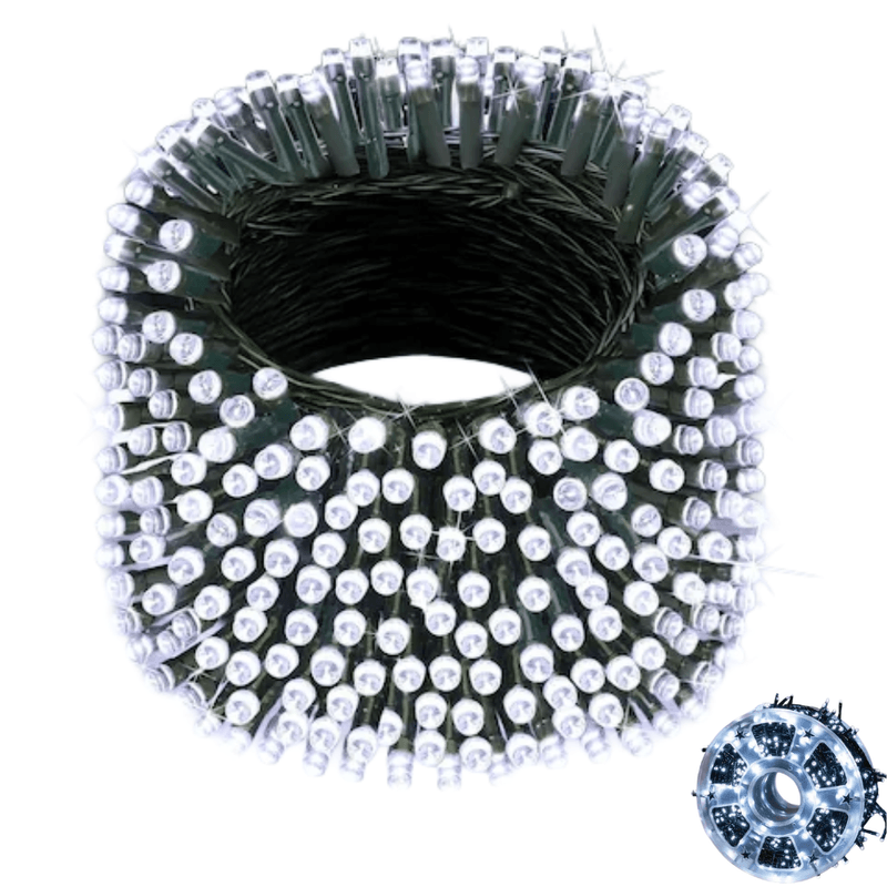 Casa si Gradina - Corpuri si surse de iluminat - Iluminat exterior - Instalatii luminoase exterior - Instalatie de craciun , pentru interior si exterior, de 50 m, cu diferite jocuri de lumini, becuri cristal, alb rece - Infinity.ro