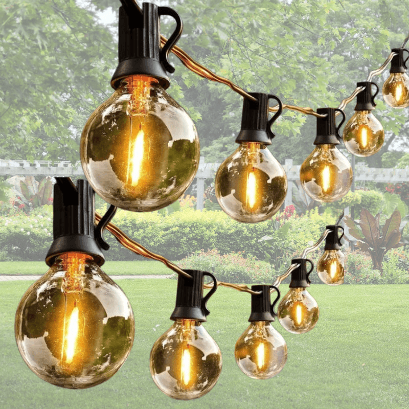 Casa si Gradina - Decoratiuni - Decoratiuni petrecere - Bannere si ghirlande decorative - Ghirlanda Luminoasa LED Impermeabila, Interconectabila, 5 m, 10 Becuri Glob, Alb Cald, Exterior/Interior - Infinity.ro