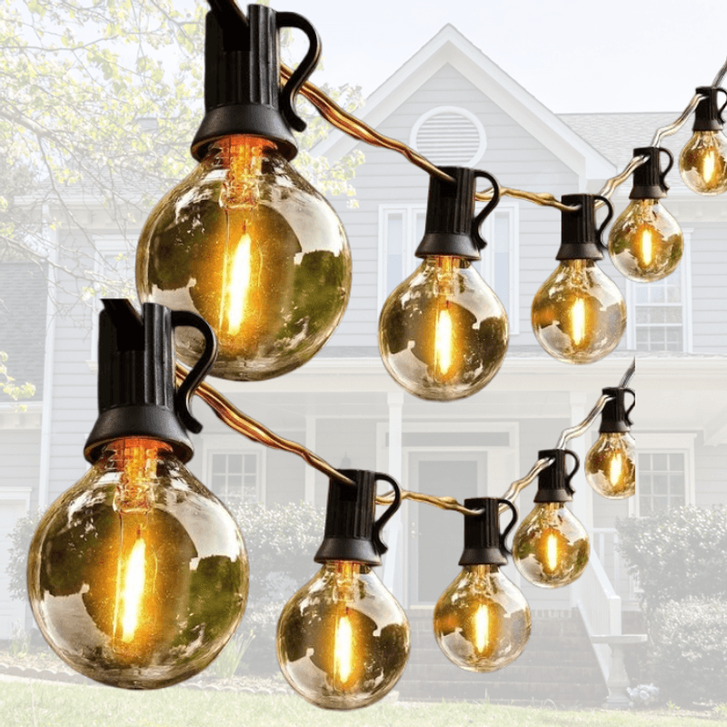 Casa si Gradina - Decoratiuni - Decoratiuni petrecere - Bannere si ghirlande decorative - Ghirlanda Luminoasa LED Impermeabila, Interconectabila, 5 m, 10 Becuri Glob, Alb Cald, Exterior/Interior - Infinity.ro