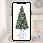 Casa si Gradina - Decoratiuni - Decoratiuni de sezon - Brad Artificial de Craciun 1.8m cu Nisip Alb, Conuri, Bace Rosii si Suport Metalic + Bec RGB Rotativ Cadou - Infinity.ro