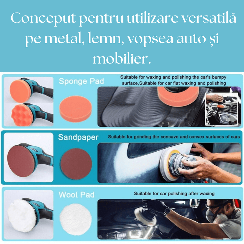 Casa si Gradina - Constructii - Scule electrice si accesorii - Polizoare - Polizor auto fara fir APF, 12V, 8 viteze, set complet accesorii, design ergonomic - Infinity.ro