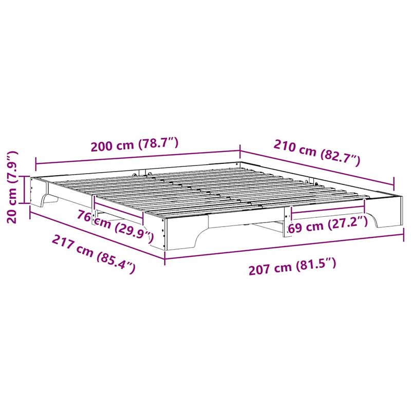 Casa si Gradina - Mobilier - Paturi si accesorii - Paturi - Cadru de pat Maro 200 x 210 cm Lemn de pin masiv - Infinity.ro