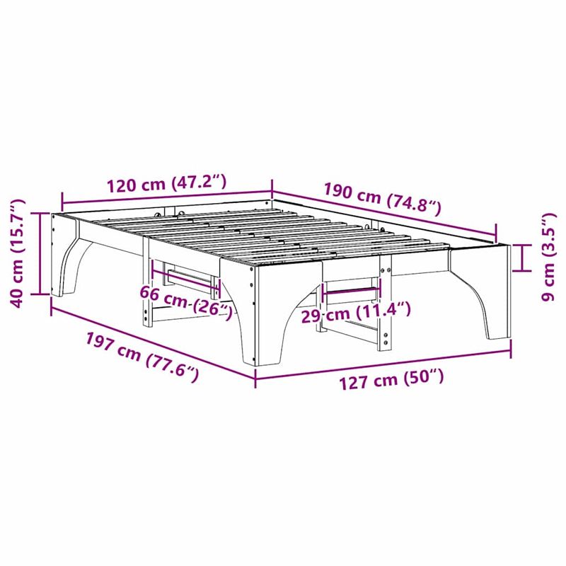 Casa si Gradina - Mobilier - Paturi si accesorii - Paturi - Cadru de pat Maro 120 x 190 cm Lemn de pin masiv - Infinity.ro