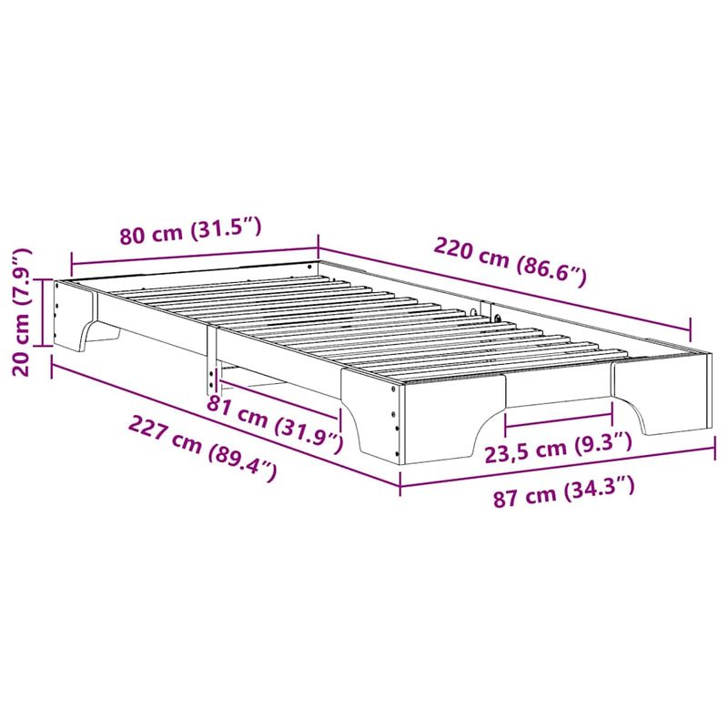 Casa si Gradina - Mobilier - Paturi si accesorii - Paturi - Cadru de pat Maro 80 x 220 cm Lemn de pin masiv - Infinity.ro
