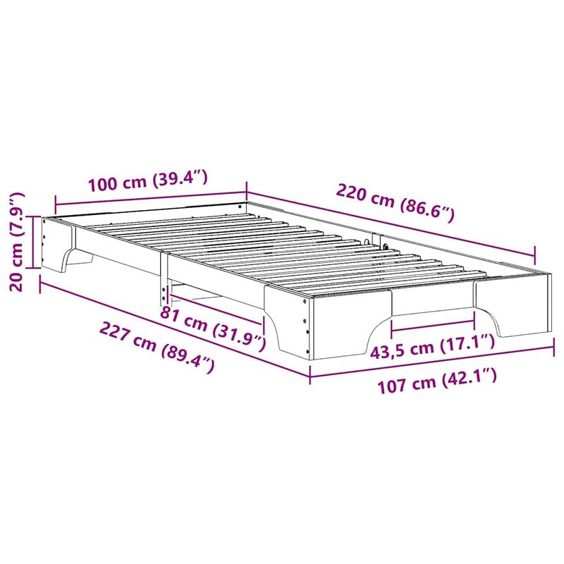 Casa si Gradina - Mobilier - Paturi si accesorii - Paturi - Cadru de pat Maro 100 x 220 cm Lemn de pin masiv - Infinity.ro