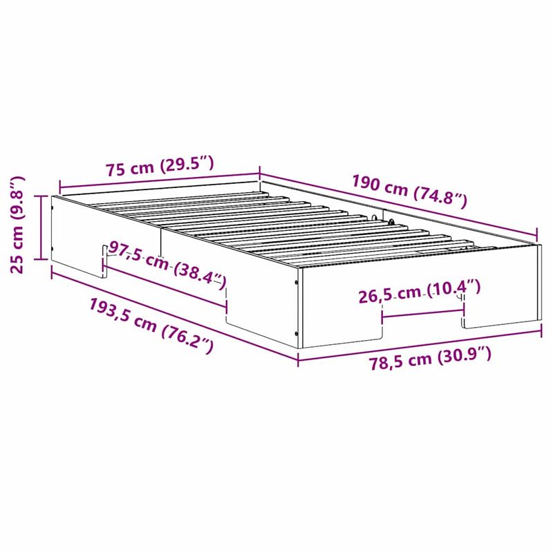 Casa si Gradina - Mobilier - Paturi si accesorii - Paturi - Cadru de pat de podea Maro 75 x 190 cm Lemn masiv de pin - Infinity.ro