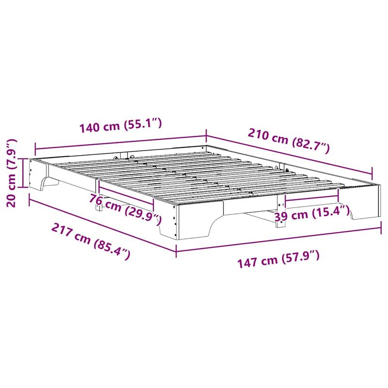 Casa si Gradina - Mobilier - Paturi si accesorii - Paturi - Cadru de pat Maro 140 x 210 cm Lemn de pin masiv - Infinity.ro