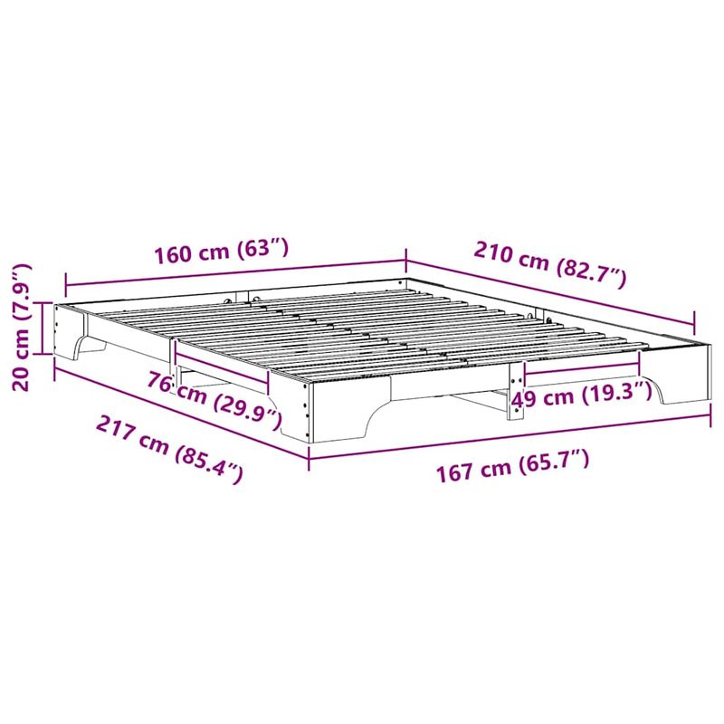 Casa si Gradina - Mobilier - Paturi si accesorii - Paturi - Cadru de pat Maro 160 x 210 cm Lemn de pin masiv - Infinity.ro