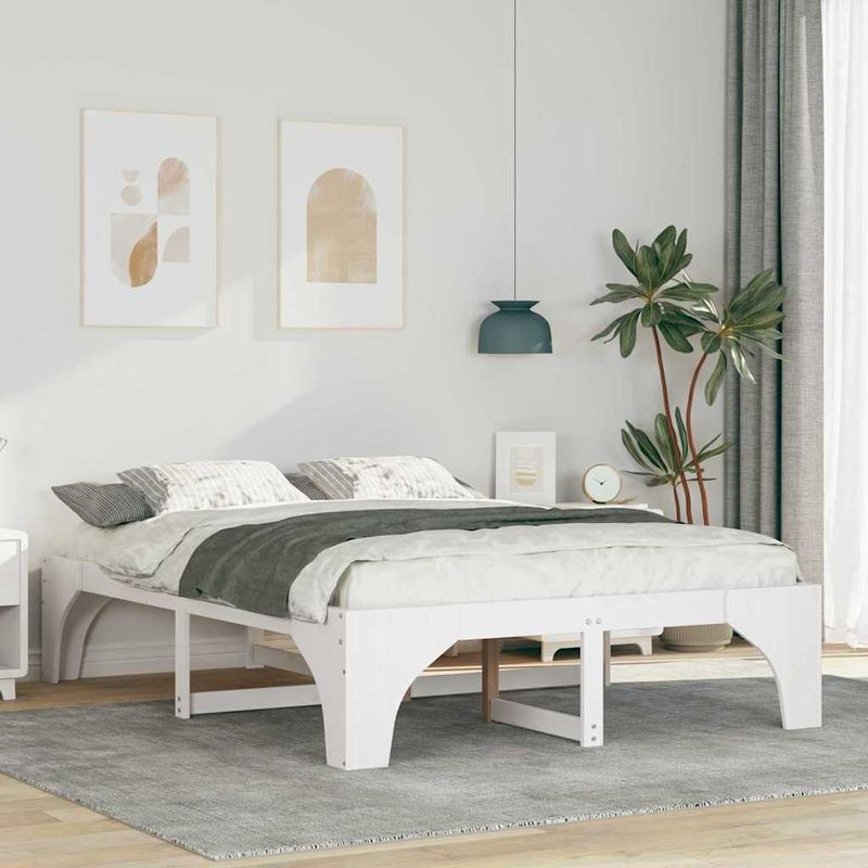 Casa si Gradina - Mobilier - Paturi si accesorii - Paturi - Cadru de pat Alb 140 x 200 cm Lemn de pin masiv - Infinity.ro