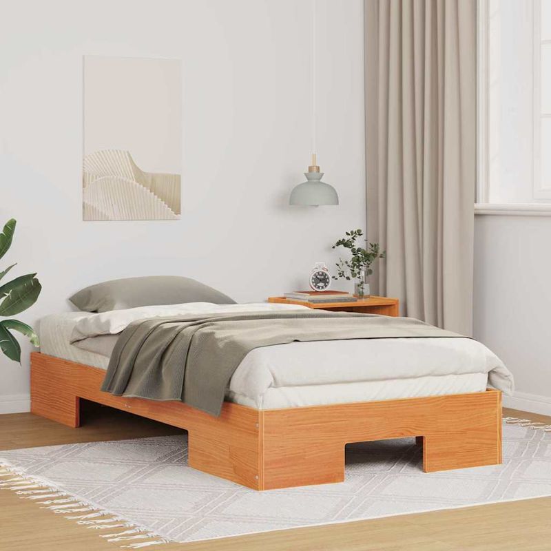 Casa si Gradina - Mobilier - Paturi si accesorii - Paturi - Cadru de pat de podea Maro 80 x 200 cm Lemn masiv de pin - Infinity.ro