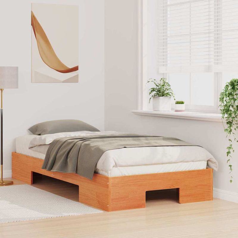 Casa si Gradina - Mobilier - Paturi si accesorii - Paturi - Cadru de pat de podea Maro 80 x 200 cm Lemn masiv de pin - Infinity.ro