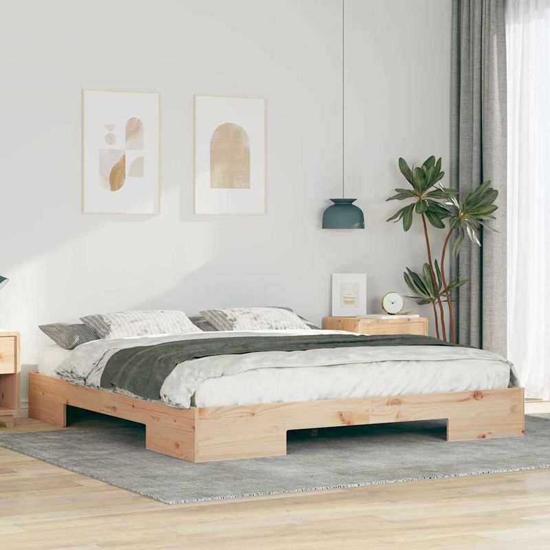 Casa si Gradina - Mobilier - Paturi si accesorii - Paturi - Cadru de pat de podea Maro 180 x 200 cm Lemn masiv de pin - Infinity.ro