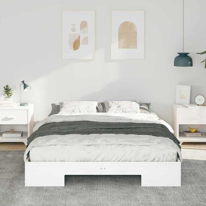 Casa si Gradina - Mobilier - Paturi si accesorii - Paturi - Cadru de pat de podea Alb 140 x 200 cm Lemn masiv de pin - Infinity.ro