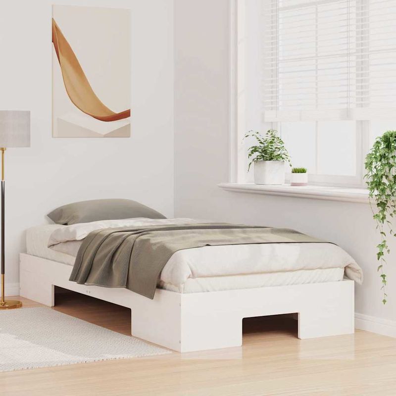 Casa si Gradina - Mobilier - Paturi si accesorii - Paturi - Cadru de pat de podea Alb 80 x 200 cm Lemn masiv de pin - Infinity.ro