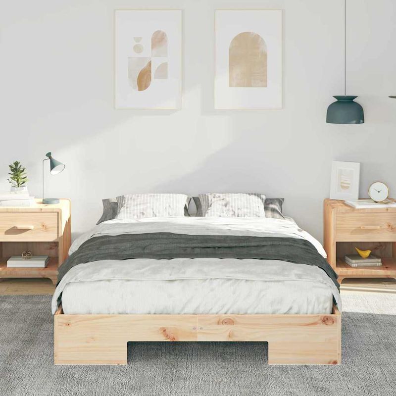 Casa si Gradina - Mobilier - Paturi si accesorii - Paturi - Cadru de pat de podea Maro 140 x 190 cm Lemn masiv de pin - Infinity.ro