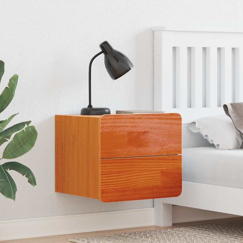 Casa si Gradina - Mobilier - Comode si corpuri - Noptiere - Noptiera Maroniu cerat 39 x 34 x 33 cm Lemn masiv de pin - Infinity.ro