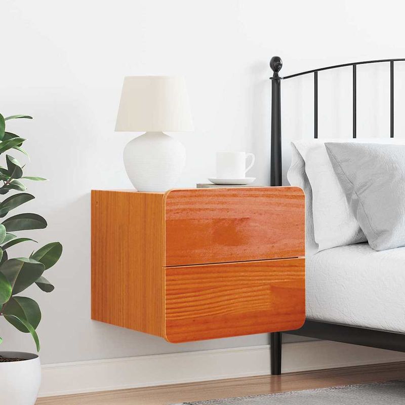 Casa si Gradina - Mobilier - Comode si corpuri - Noptiere - Noptiera Maroniu cerat 39 x 34 x 33 cm Lemn masiv de pin - Infinity.ro