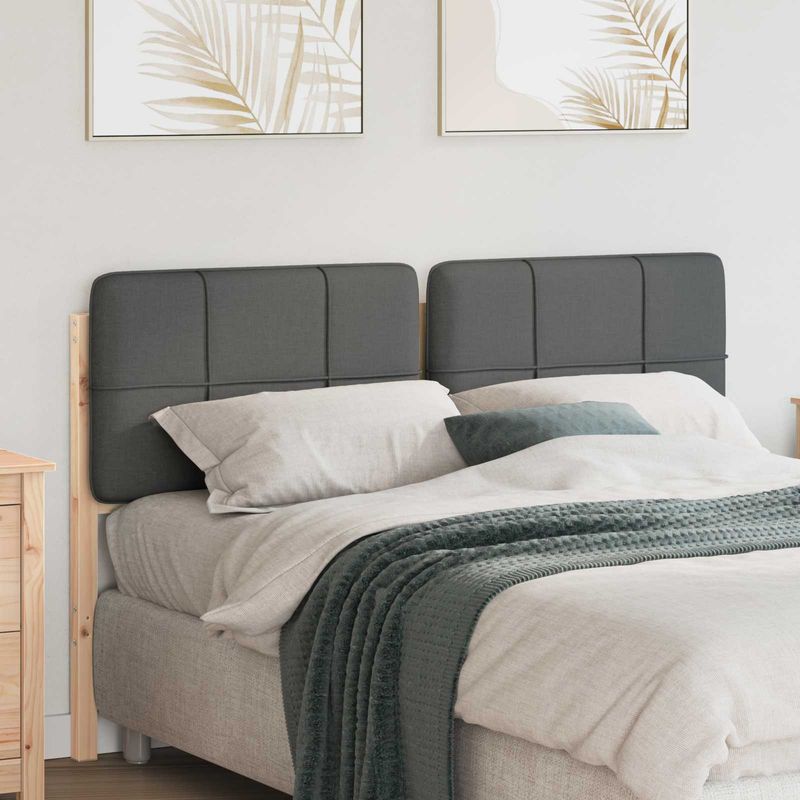 Casa si Gradina - Mobilier - Paturi si accesorii - Accesorii paturi - Tablie de pat tapitata Maro si gri deschis 150 cm Lemn de pin masiv - Infinity.ro