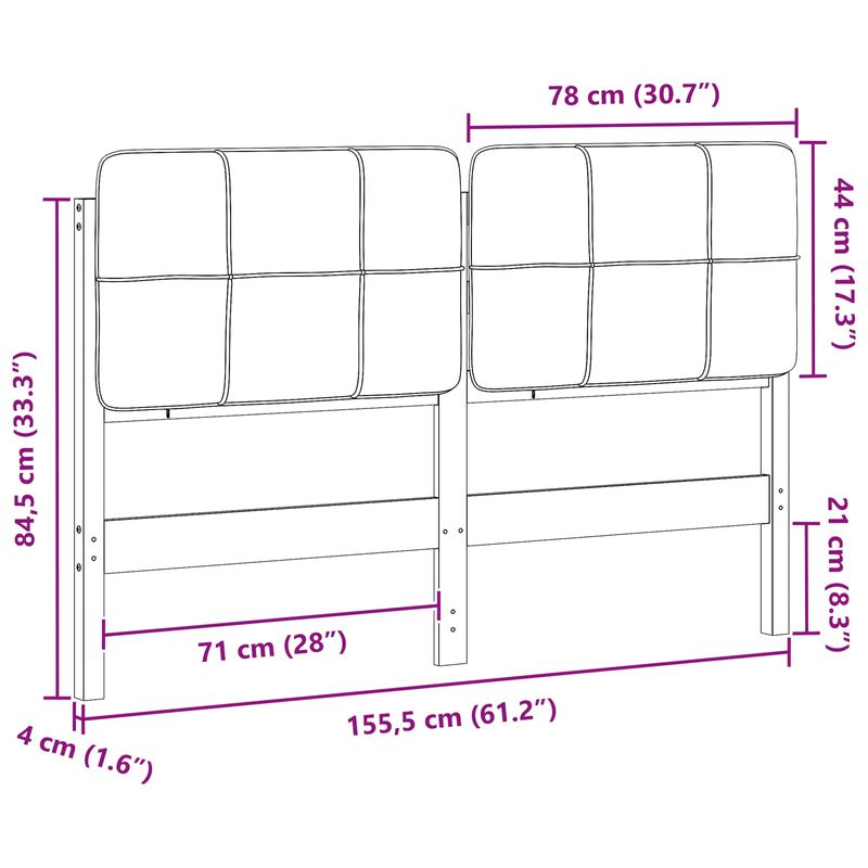 Casa si Gradina - Mobilier - Paturi si accesorii - Accesorii paturi - Tablie de pat tapitata Maro si gri deschis 150 cm Lemn de pin masiv - Infinity.ro