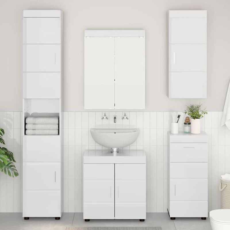 Casa si Gradina - Mobilier - Mobilier baie - Corpuri baie - Dulap de perete pentru baie TULUM Alb lucios 37 x 24,5 x 86 cm - Infinity.ro