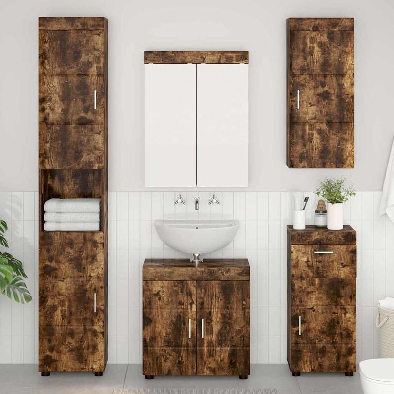 Casa si Gradina - Mobilier - Mobilier baie - Corpuri baie - Dulap de perete pentru baie TULUM Stejar fumuriu Lemn compozit - Infinity.ro