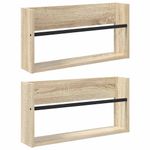 Casa si Gradina - Mobilier - Biblioteci si rafturi - Rafturi - Raft pentru reviste cu raft 2 pcs Stejar Sonoma 60 x 12 x 30 cm - Infinity.ro