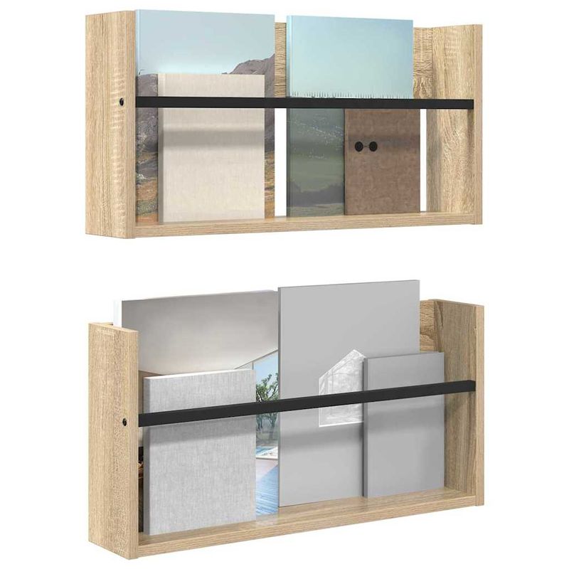 Casa si Gradina - Mobilier - Biblioteci si rafturi - Rafturi - Raft pentru reviste cu raft 2 pcs Stejar Sonoma 60 x 12 x 30 cm - Infinity.ro