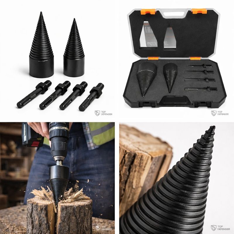 Casa si Gradina - Constructii - Scule electrice si accesorii - Seturi si accesorii pentru gaurit si insurubat - Set burghie de despicat lemn VERKE, 32 mm + 42 mm, cu adaptoare si valiza, V86475 - Infinity.ro